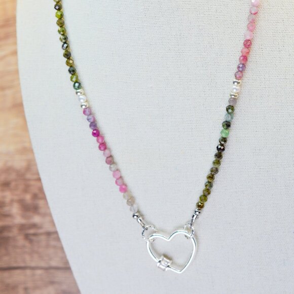 Tourmaline & Heart Necklace 18 inch - Picture 2 of 6
